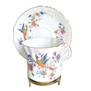 Hammersley Spode Cup Saucer Bird Of Paradise Bone China England Pink Floral